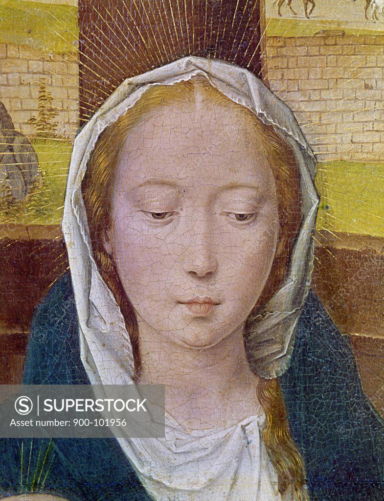 Stock Photo: 900-101956 The Adoration - Detail (Babera Virgin) by Hans Memling, (1433-1494)