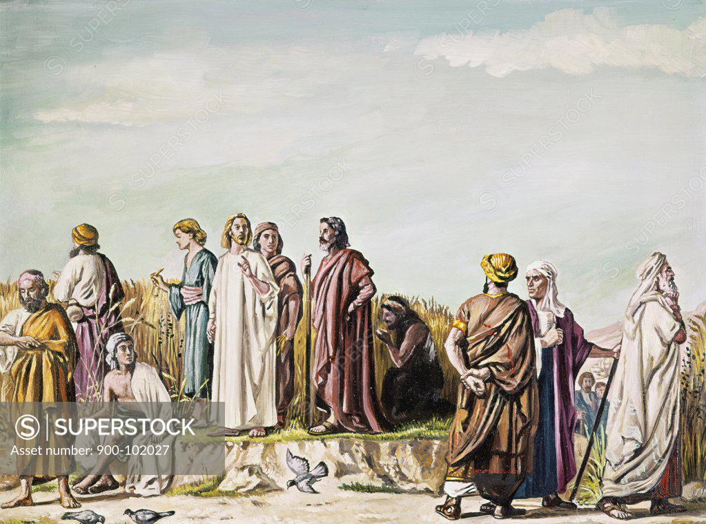 Stock Photo: 900-102027 The Disciples Plucking Corn On The Sabbath  Carlos Marko (1805-1871 Hungarian) 
