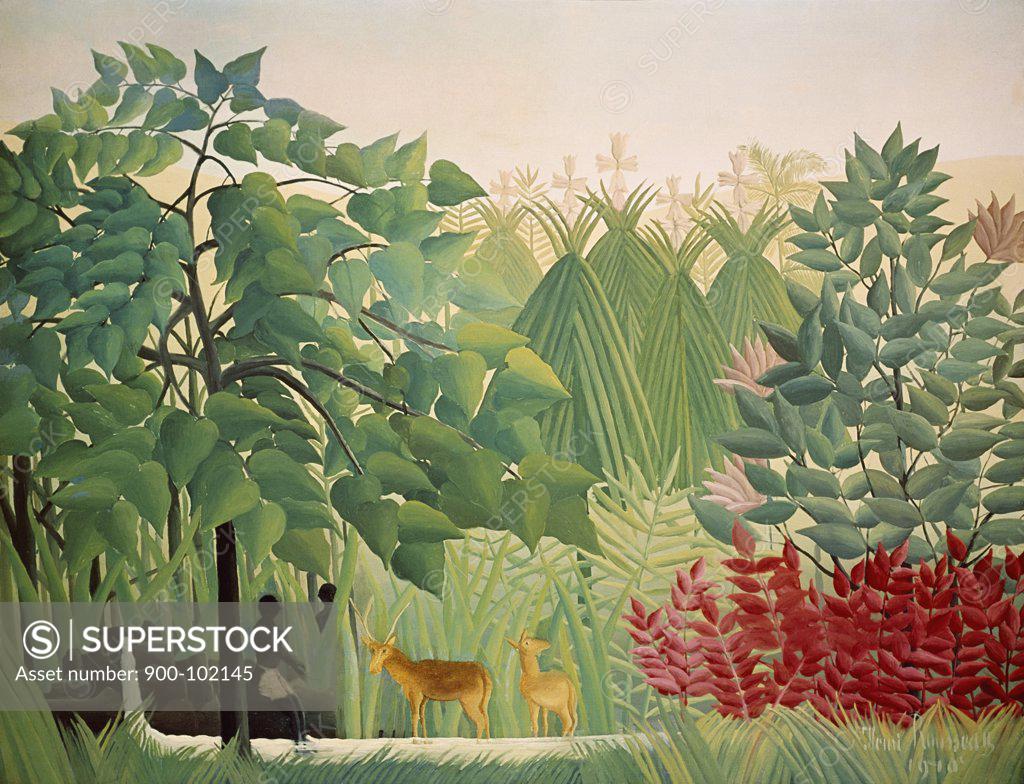 Stock Photo: 900-102145 The Waterfall  1910 Henri Rousseau (1844-1910/French)  Oil on canvas Art Institute of Chicago 