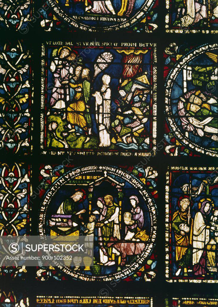 Stock Photo: 900-102352 Story of Lot,  stained glass,  13th century,  England,  Kent,  Canterbury Cathedral
