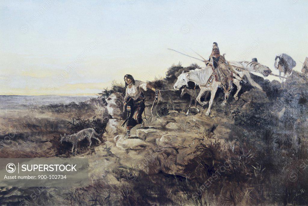 Stock Photo: 900-102734 Return from Hunt Charles Marion Russell (1865-1926/American)