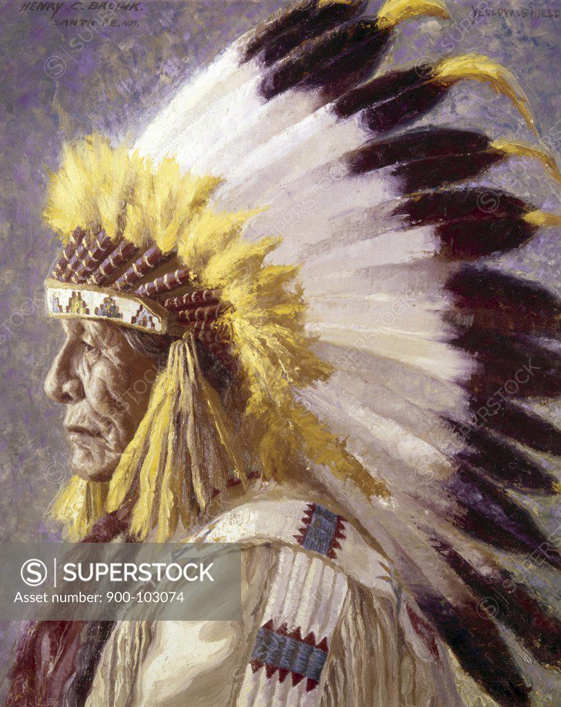Stock Photo: 900-103074 Chief Yellow Shield-Sioux by Henry C. Balink, 1882-1963