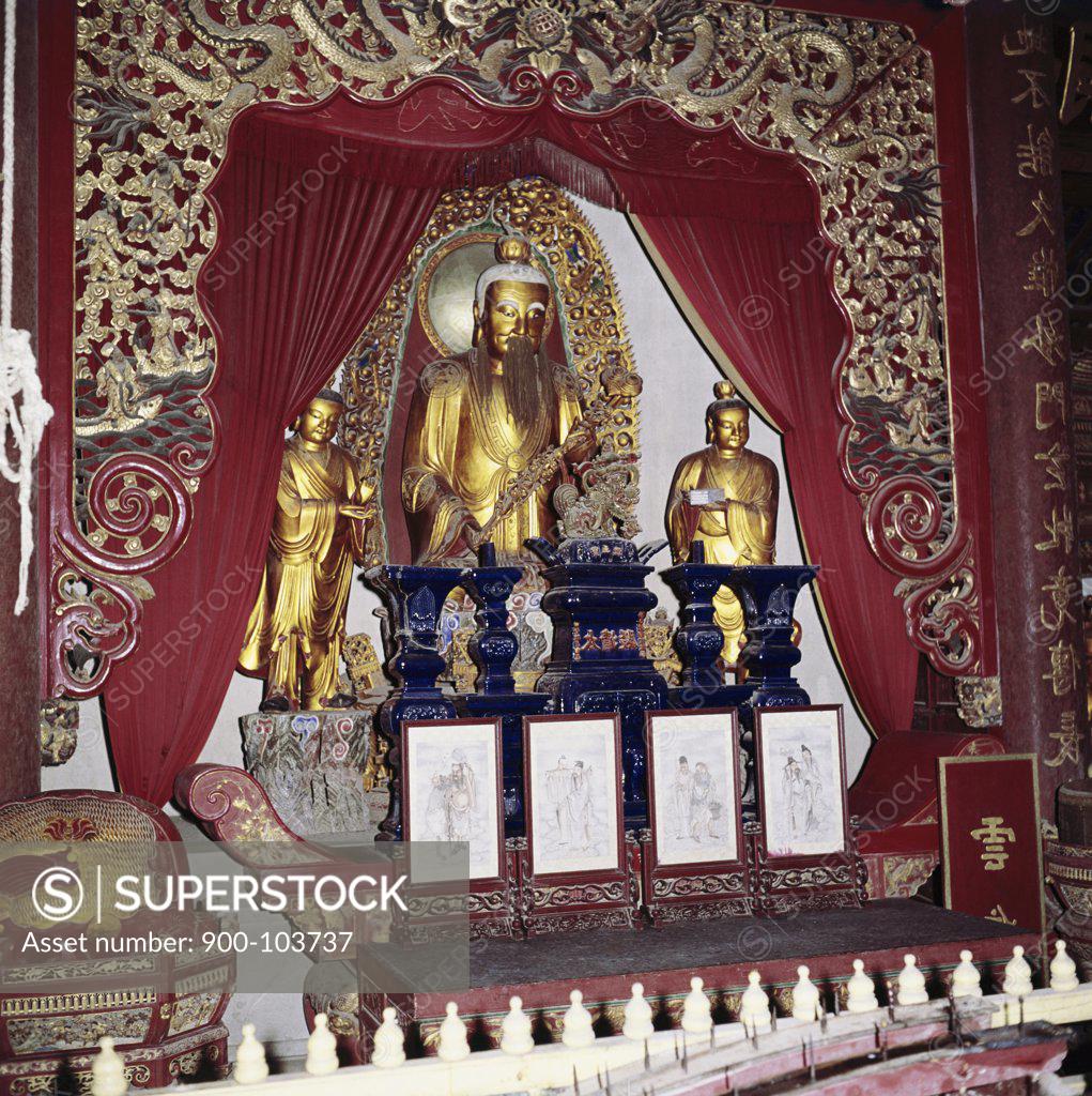 Stock Photo: 900-103737 Golden Buddha, Lao-Tse Temple  Chinese Art(- )  
