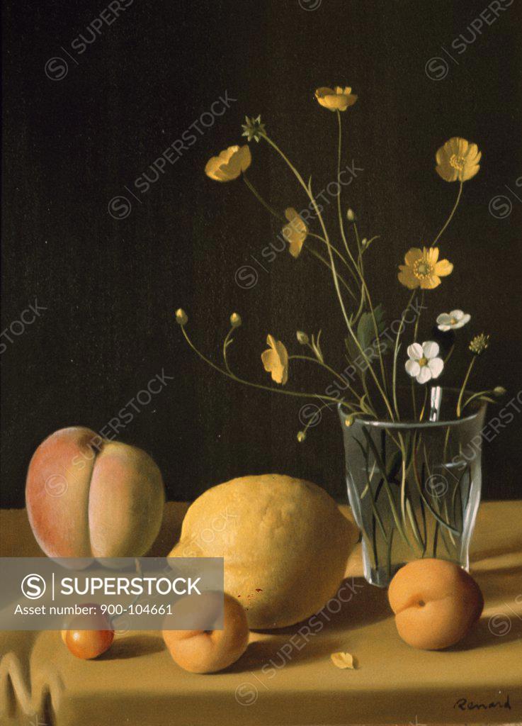 Stock Photo: 900-104661 Still Life with flowers and fruit,  by Emile Renard,  1850-1930