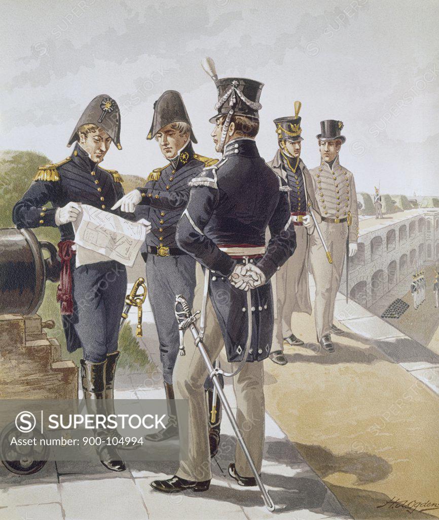 Stock Photo: 900-104994 Regimental Officers. Engineer,  Cadet (1821-32), Ogden,  Henry Alexander (1856-1936/American)