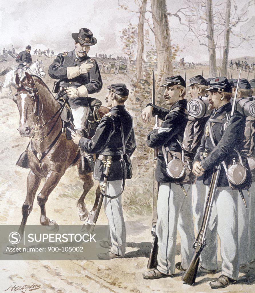 Stock Photo: 900-105002 Campaign Uniforms: Field,  Line and Non-Com. Officers by Henry Alexander Ogden,  (1856-1936)