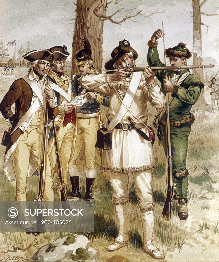 Stock Photo: 900-105025 Continental Army (1776-1779) by Henry Alexander Ogden (1856-1936),  (1856-1936)