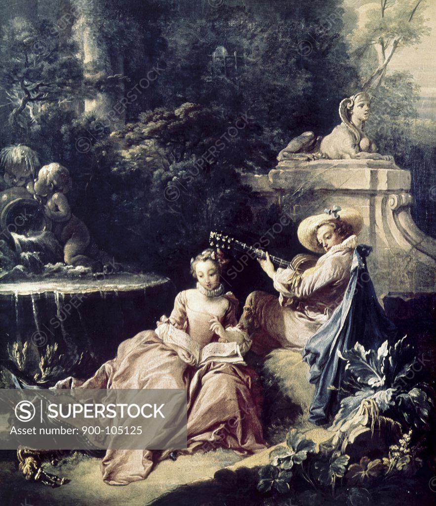 Stock Photo: 900-105125 The Music Lesson Francois Boucher (1703-1770/French)