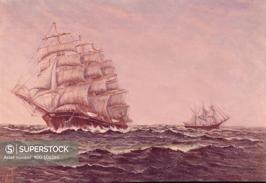 Stock Photo: 900-106285 Sailing Ship Frigate from 19th Century,  by Joseph Links,  20th Century