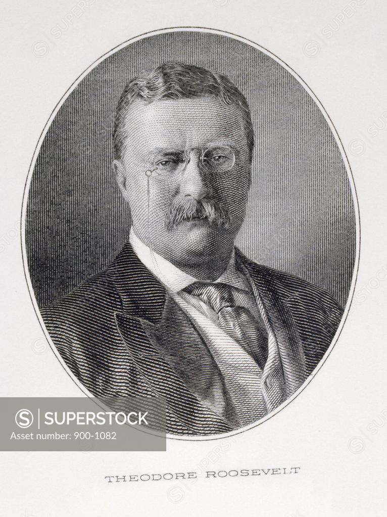 Stock Photo: 900-1082 Theodore Roosevelt, twenty sixth President of United States, engraving, American History