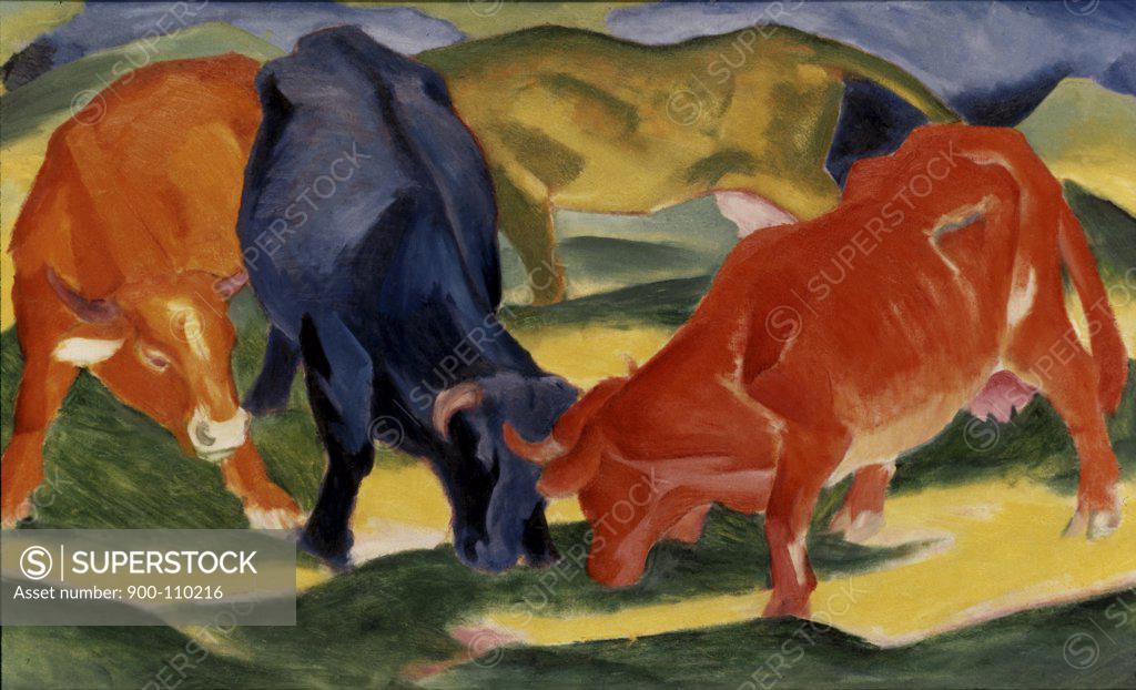 Stock Photo: 900-110216 Fighting Cows Franz Marc (1880-1916 German)  