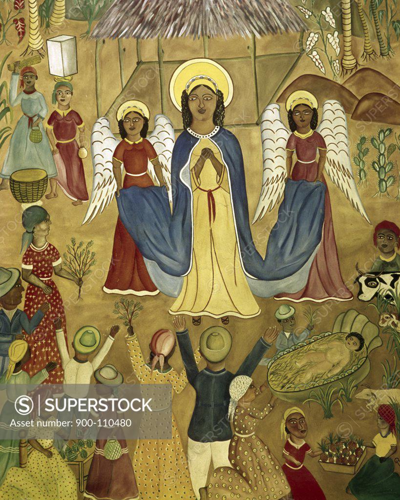 Stock Photo: 900-110480 Nativity by Rigaud Benoit, 1950, 1911-1986, Haiti, Port-Au-Prince, Cathedral of St. Trinite