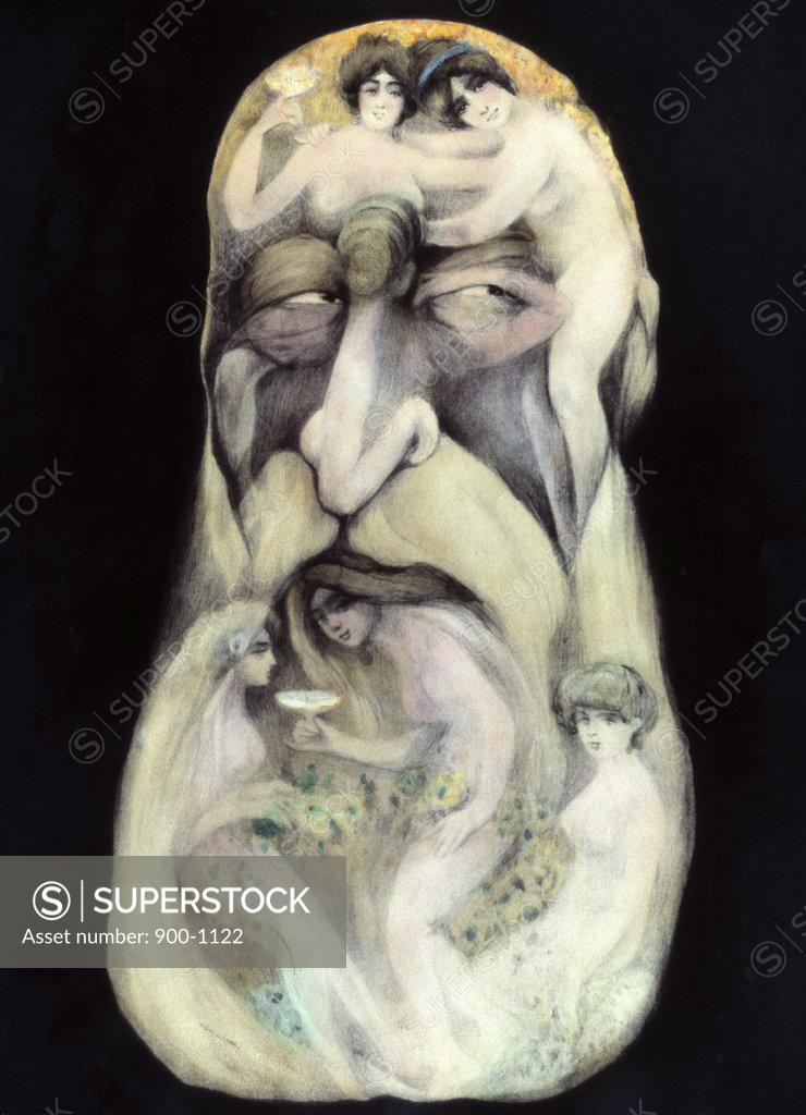 Stock Photo: 900-1122 The Bearded Man French Postcards