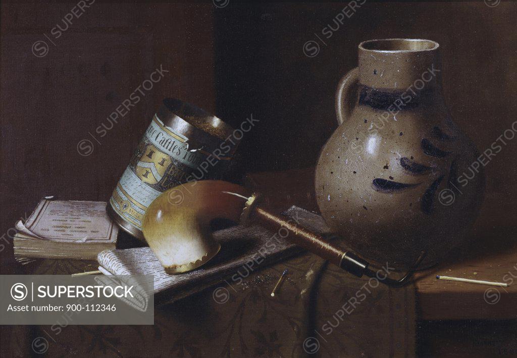 Stock Photo: 900-112346 Still Life With Three Castles Tobacco #2A William Michael Harnett (1848-1892/American)