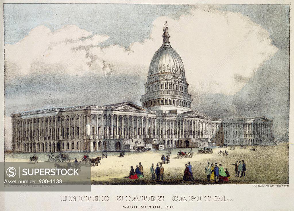 Stock Photo: 900-1138 United States Capitol Currier & Ives (Active 1857-1907 American) Lithograph 