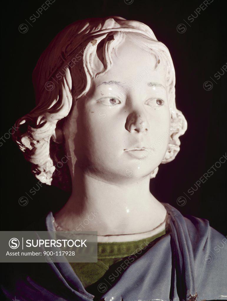 Stock Photo: 900-117928 Bust of Boy by Andrea Della Robbia, glazed terracotta, (1435-1525)