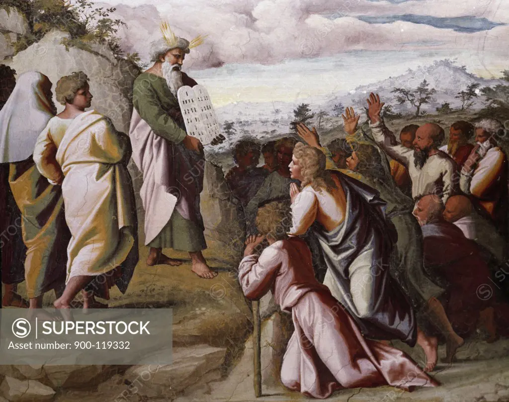 Moses Presenting the Ten Commandments  Raphael (1483-1520 Italian) Fresco  St. Peter's Basilica, Vatican City