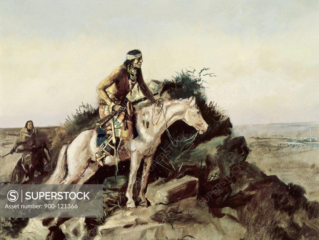 Stock Photo: 900-121366 The Lookout Charles Marion Russell (1865-1926 American)