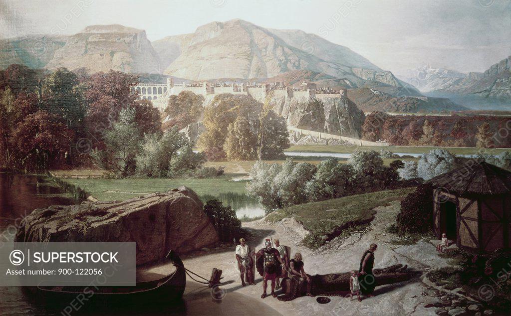 Stock Photo: 900-122056 Roman Town At The Foot Of The Alps  Penguilly-L'Haridon, Octave(1811-1870 French)  