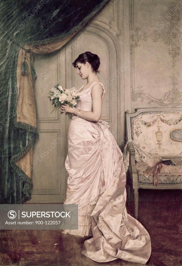 Stock Photo: 900-122057 You Are My Valentine, Love Letter With Roses  Toulmouche, Auguste(1829-1890 French)  