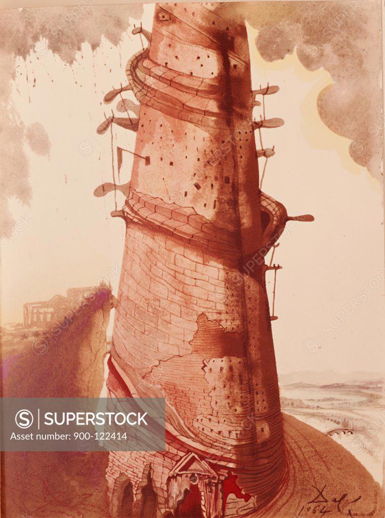 Stock Photo: 900-122414 Tower of Babel by Salvador Dali, 1904-1989