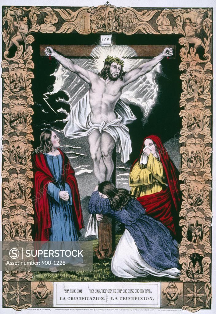 Stock Photo: 900-1228 The Crucifixion, Currier and Ives, color lithograph, (1857-1907), Washington, D.C., Library of Congress