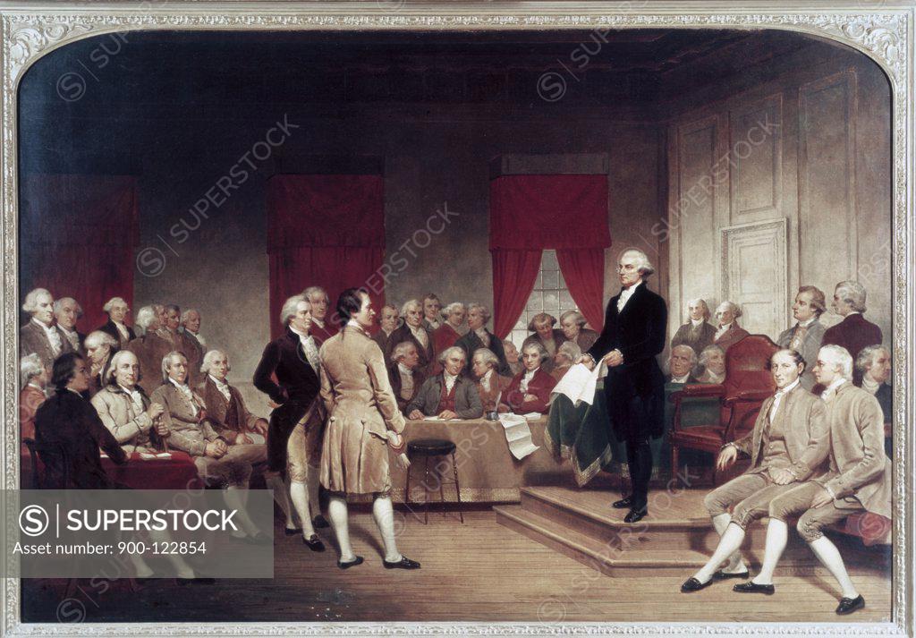 Stock Photo: 900-122854 Washington Addressing Constitutional Convention Junius Brutus Stearns (1810-1885  American)