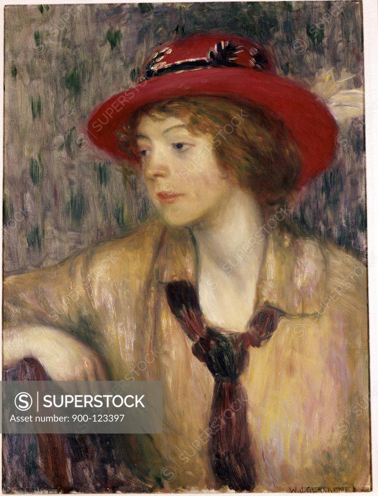 Stock Photo: 900-123397 Lady with a Red Hat  William James Glackens (1870-1938/American)  Oil on canvas     