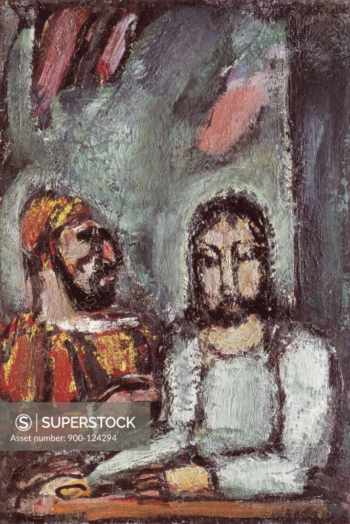 Stock Photo: 900-124294 Christ and High Priest by Georges Rouault, Oil on Canvas, 1871-1958, USA, Washington D.C., Phillips Collection