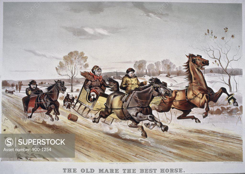 Stock Photo: 900-1254 The Old Mare, the Best Horse Currier & Ives (Active 1857-1907 American) Color Lithograph  Library of Congress, Washington, D.C., USA