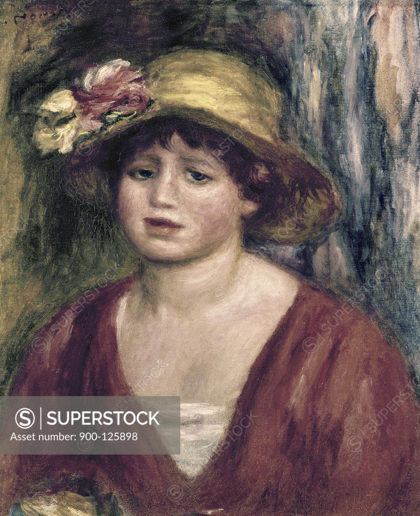 Stock Photo: 900-125898 Young Girl in a  Red Dress Pierre Auguste Renoir (1841-1919/French) 
