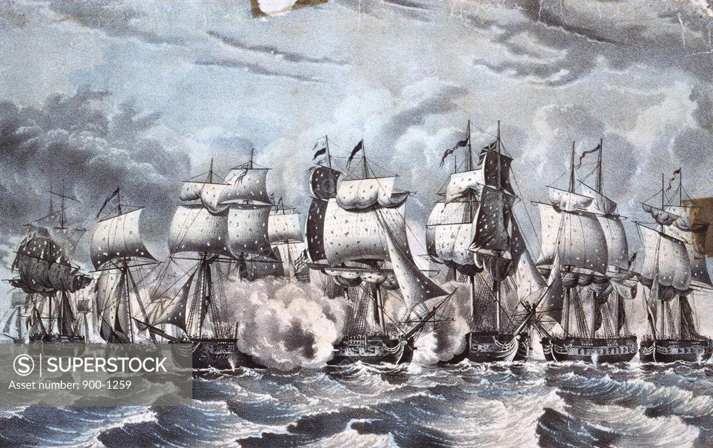 Stock Photo: 900-1259 Perry's Victory on Lake Erie Fought September 10th 1813 Nath. & James Currier & Ives (1857-1907 American) Library of Congress, Washington D.C. 