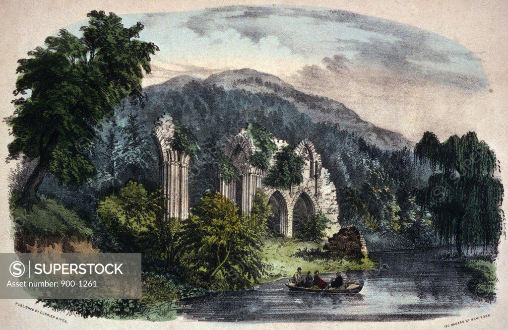Stock Photo: 900-1261 The Old Ruins, Currier and Ives, 1857-1907, USA, Washington, D.C., Library of Congress