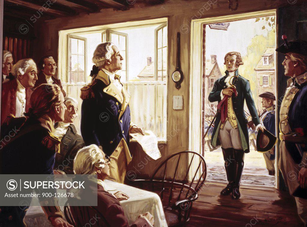 Stock Photo: 900-126678 Washington Meeting With Lafayette by Hy Hintermeister, 1897-1972