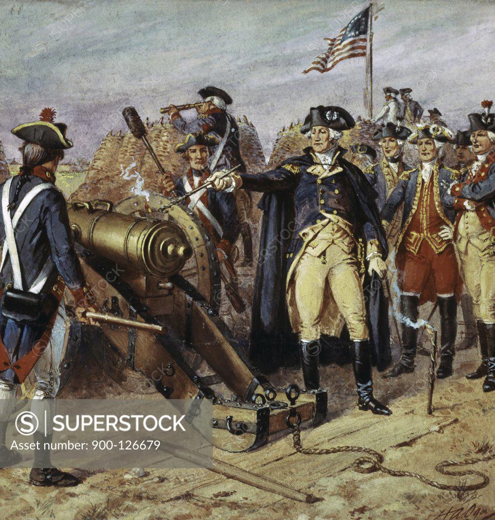Stock Photo: 900-126679 Washington Firing First Shot At Yorktown Henry Alexander Ogden (1856-1936 American)