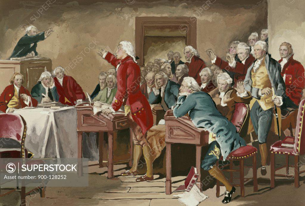 Stock Photo: 900-128252 Patrick Henry Addressing the Virginia Assembly American History
