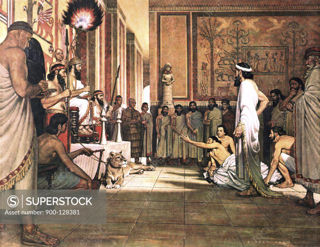Stock Photo: 900-128381 Code of Hammurabi (Grieving to King) by Robert Thom
