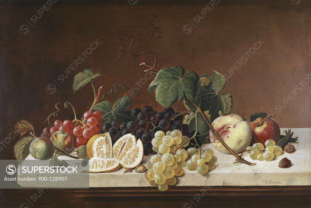Stock Photo: 900-128907 Still Life With Fruit Severin Roesen (ca.1815-ca.1872 American)