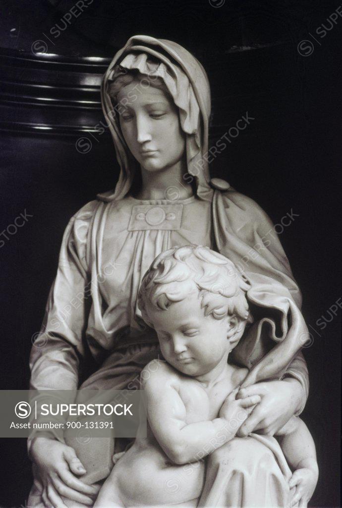 Stock Photo: 900-131391 Brughes Madonna - Detail  Michelangelo Buonarroti  1475-1564 Florentine 