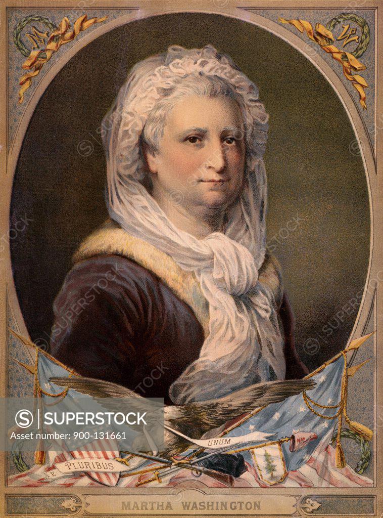 Stock Photo: 900-131661 Martha Washington, Wife of the 1st President of the United States American History Artist Unknown