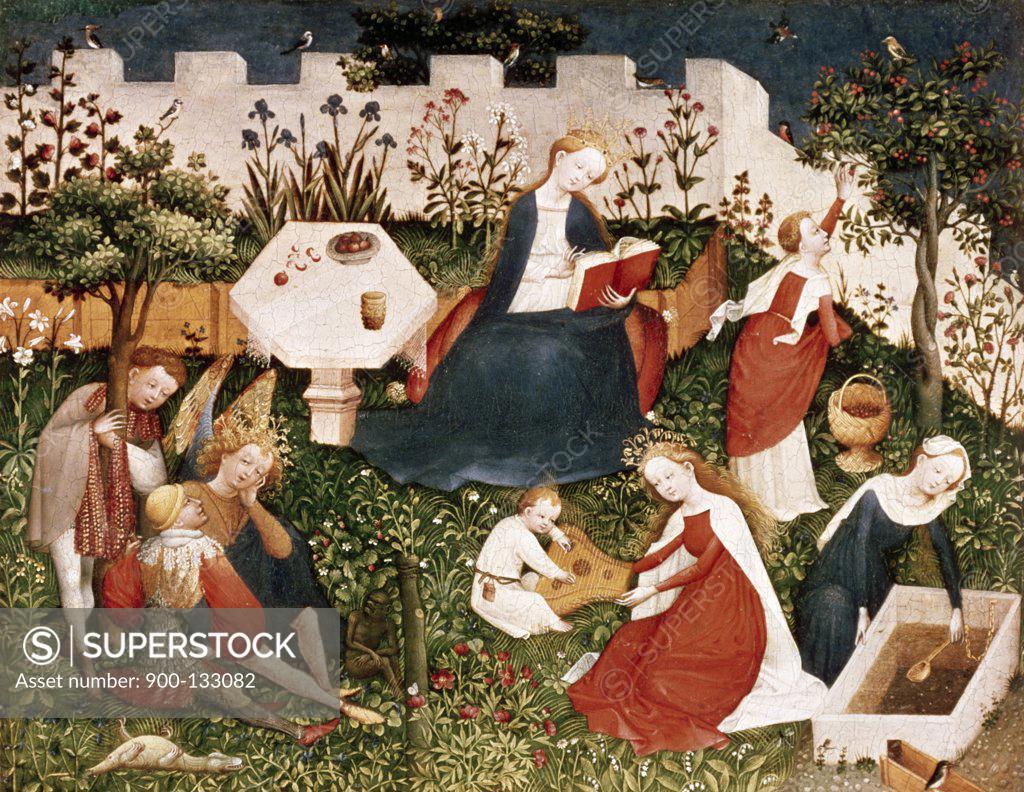 Stock Photo: 900-133082 Virgin in the Garden of Paradise by Master of Upper Rhineland, 15th century, German, Frankfurt, Stadelsches Culture Institute
