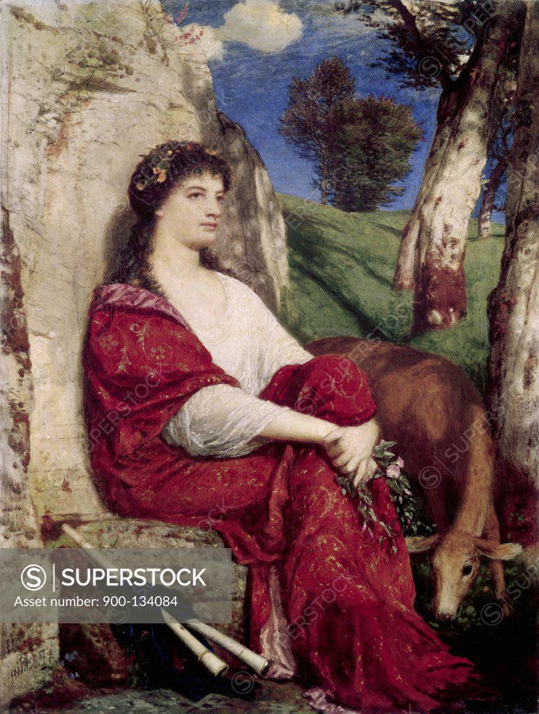 Stock Photo: 900-134084 Euterpe Muse of Music and Lyric Poetry Arnold Bocklin (1827-1901 Swiss) 