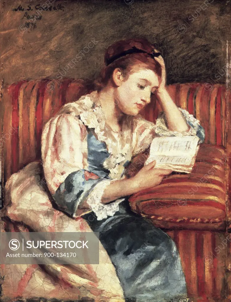 Young Woman Reading  1876 Mary Cassatt (1845-1926 American) Oil on canvas Museum of Fine Arts, Boston, Massachusetts, USA