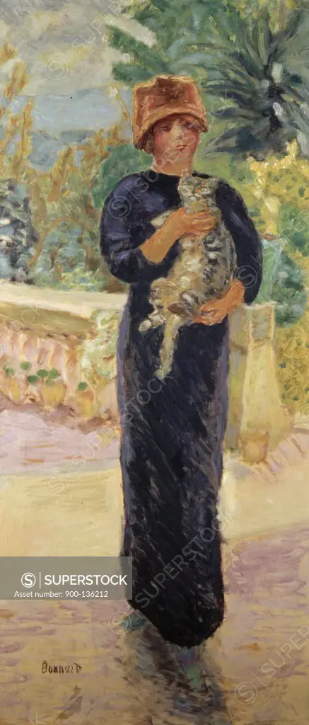 Woman with Cat by Pierre Bonnard, 1867-1947