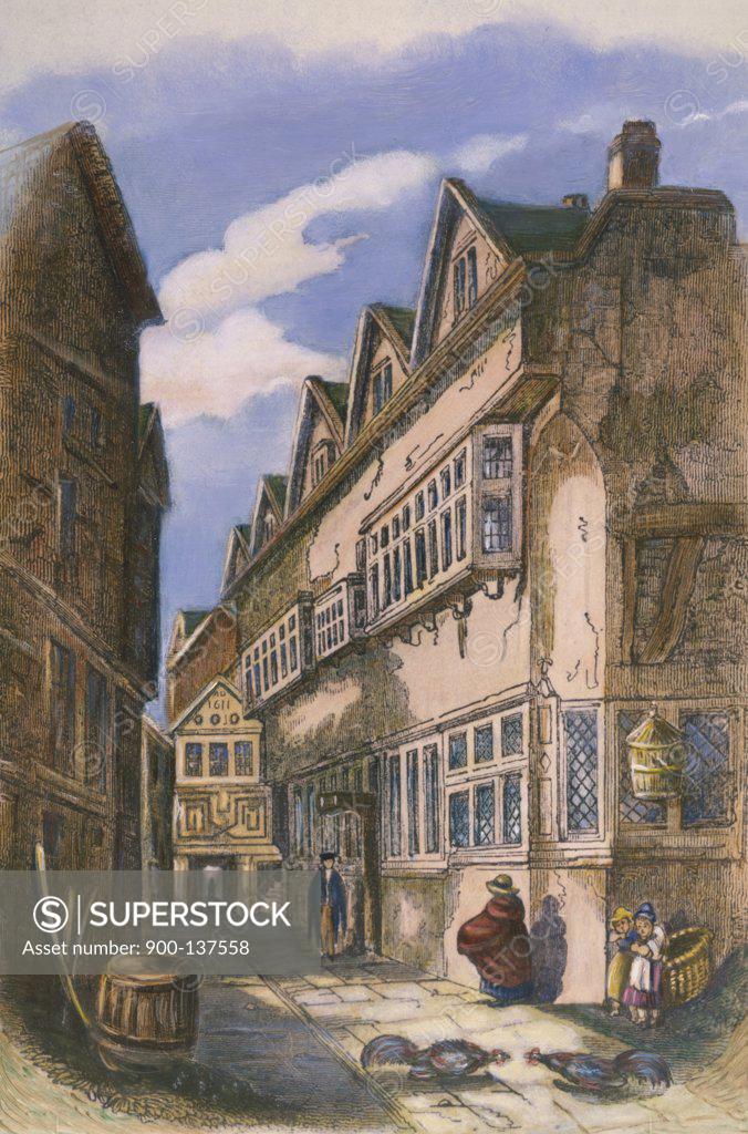 Stock Photo: 900-137558 Carter's Hall Passage with Old Town Hall, Oxford Artist Unknown 