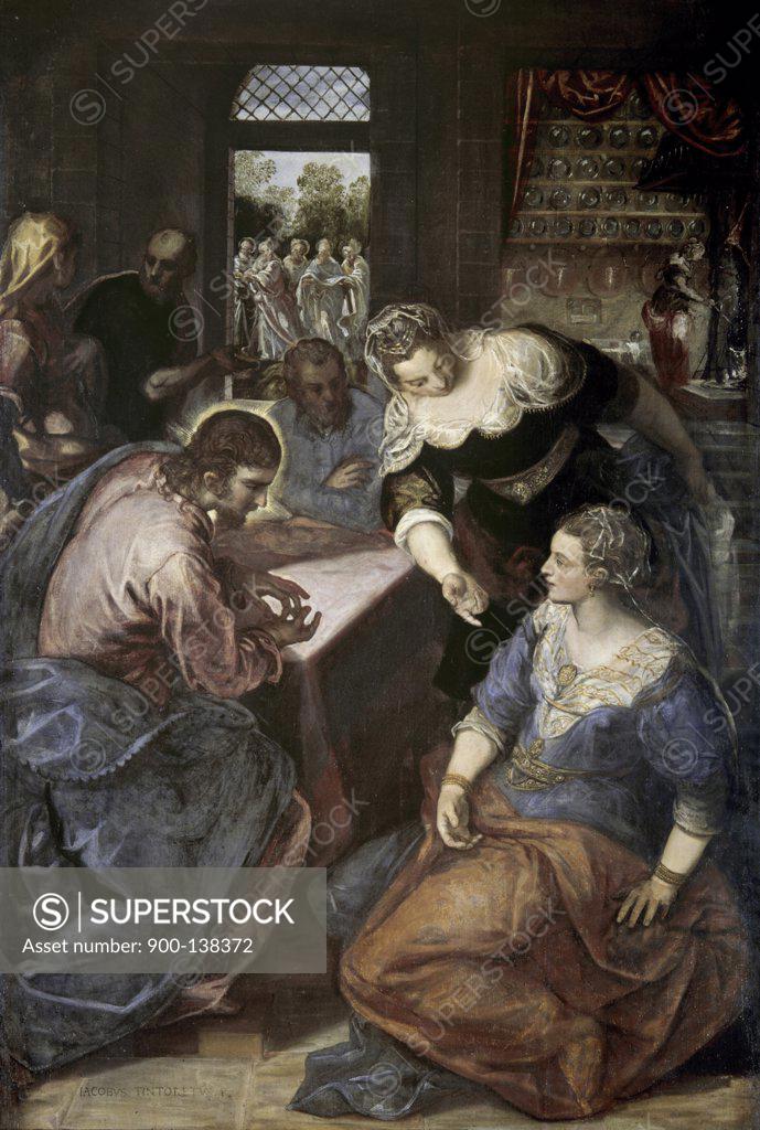 Stock Photo: 900-138372 Christ in the House of Mary and Martha Jacopo Tintoretto (1518-1594/ Italian)