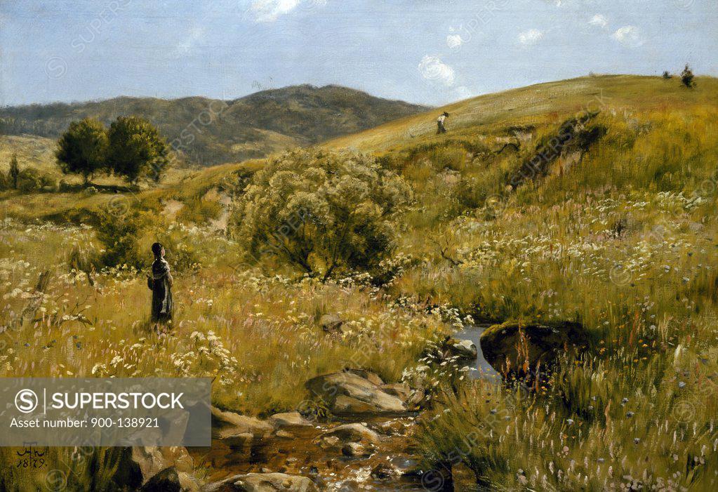 Stock Photo: 900-138921 Blooming Meadow Near Bern Hans Thoma (1839-1924 German) 