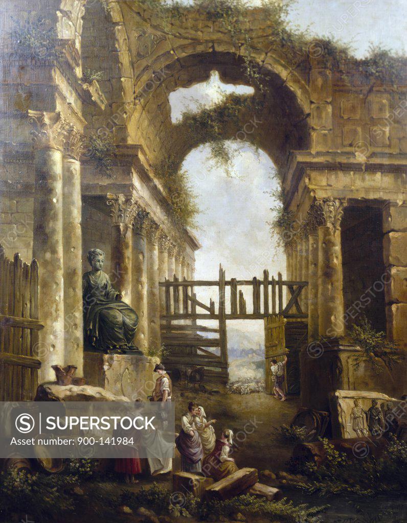 Stock Photo: 900-141984 Classical Ruins 1733-1808 French, Robert,  Hubert (1733-1808/French)
