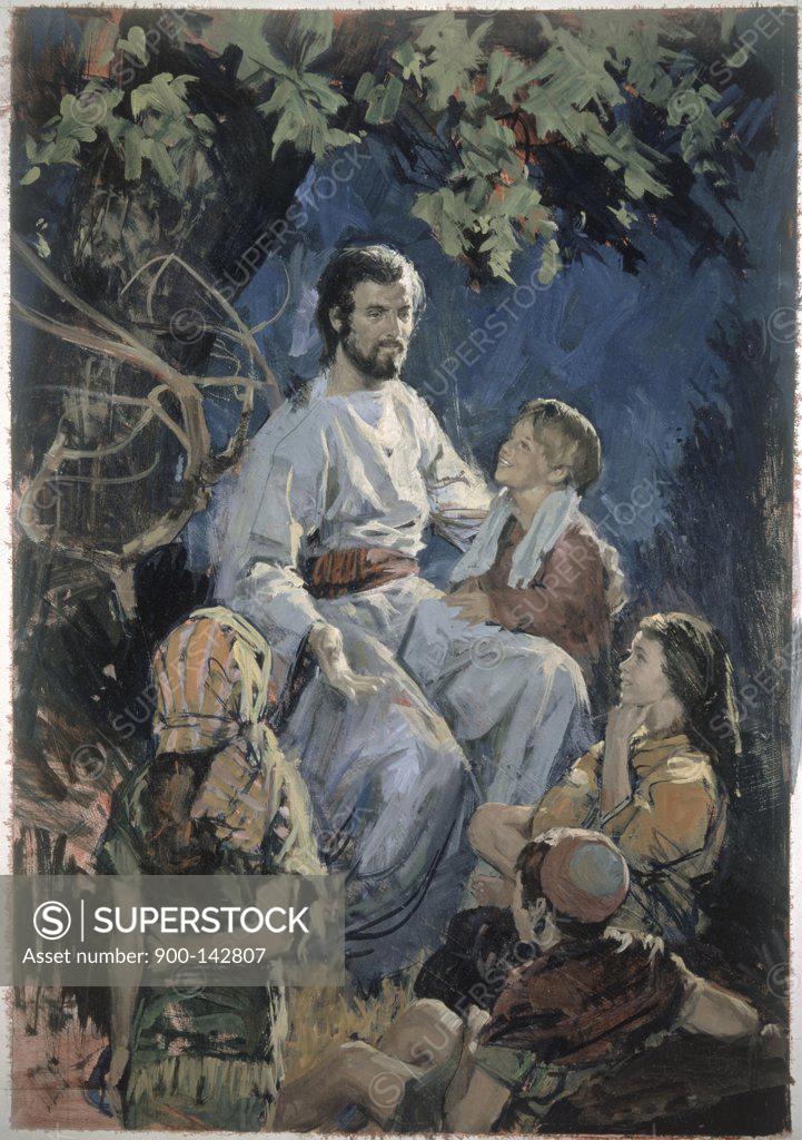 Stock Photo: 900-142807 Christ with the Children by Shannon Stirnweis