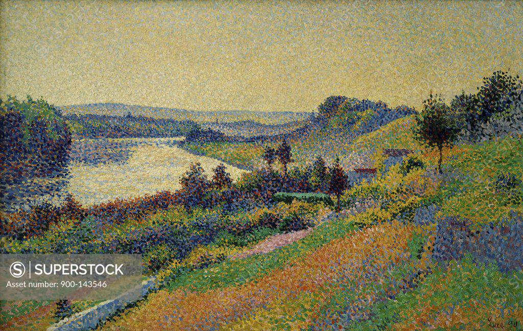 Stock Photo: 900-143546 The Siene at Herblay by Maximilien Luce, oil on canvas, 1890, 1858-1941, France, Paris, Musee d'Orsay